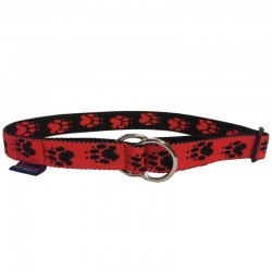 Halsband Pfötchen rot-schwarz Zugstop ZERO DC