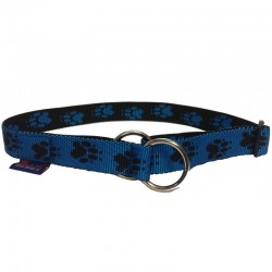Halsband Pfötchen blau-schwarz Zugstop ZERO DC
