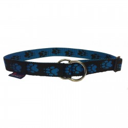 Halsband schwarz & Pfötchen blau Zugstop ZERO DC